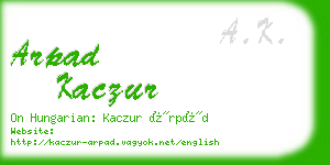 arpad kaczur business card